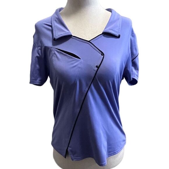 jamie sadock Tops - Jamie Sadock Top Womens S Purple With Black Golf Short Sleeve V Neck Polo Shirt